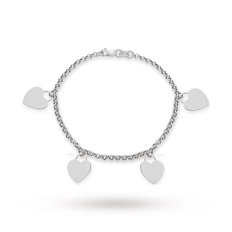 For Her - 9ct White Gold Heart Bracelet