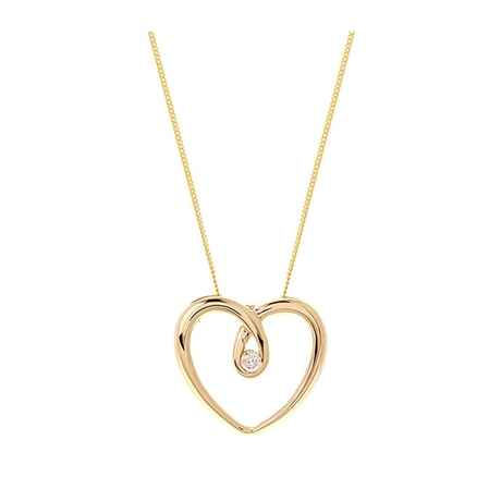 For Her - 9 Carat White Gold Diamond Twist Heart Pendant.
