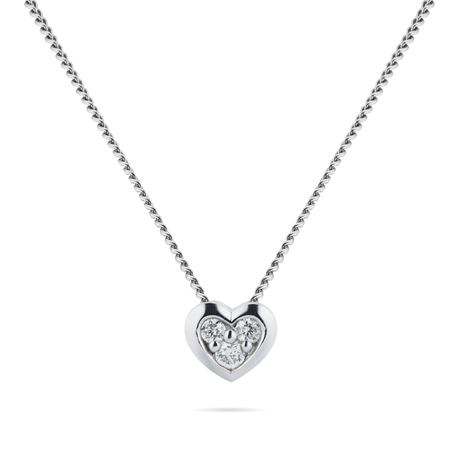 For Her - 9ct White Gold Diamond Set Heart Pendant