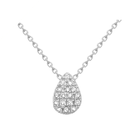 For Her - 9ct White Gold Diamond Teardrop Necklace