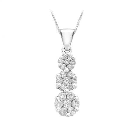 For Her - 9ct White Gold Diamond Cluster Pendant