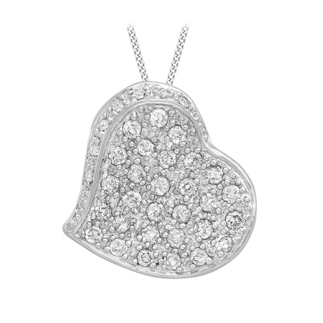 For Her - 9ct White Gold Diamond Heart Pendant